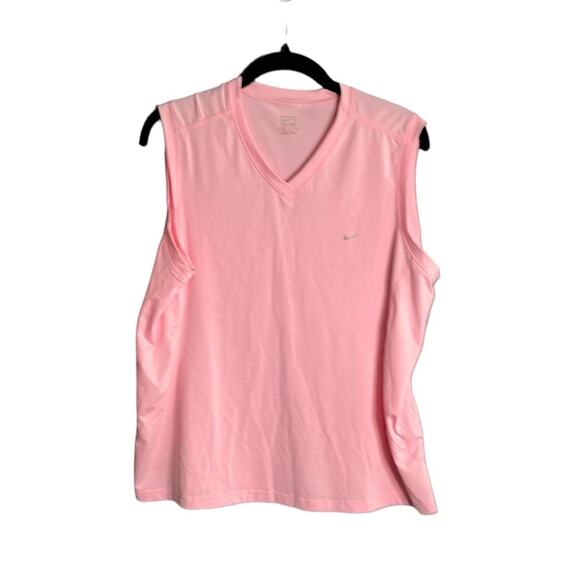 Nike Pink V Neck Sleeveless Workout Top Size Large - Picture 1 of 8
